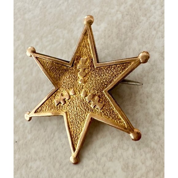 Jewelry - Antique Victorian stamped solid gold 6 pointed star dainty pin brooch